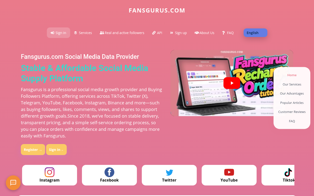 Fansgurus #Stable service provider captura de pantalla